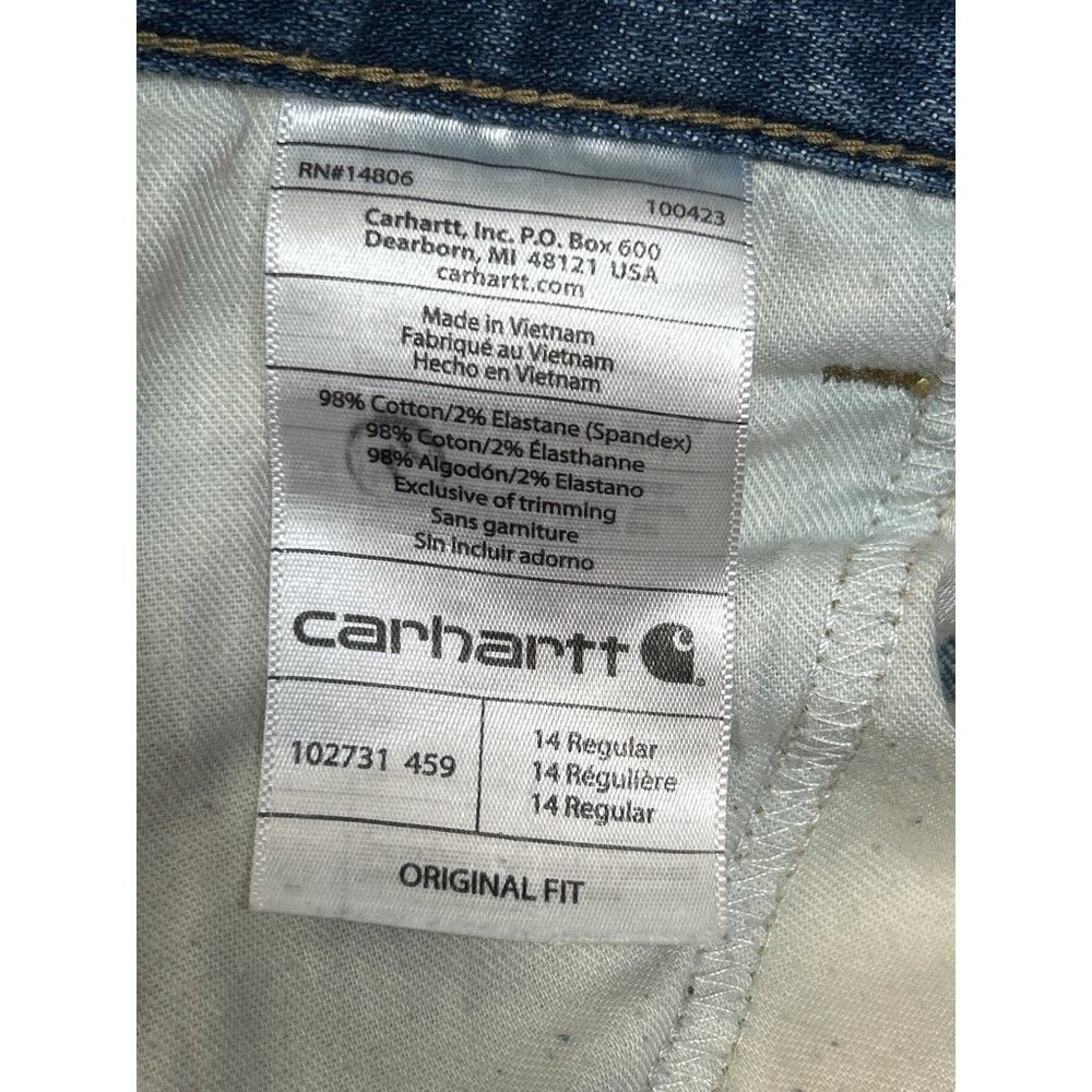Carhartt Jeans Womens‎ 14R Blue Denim Original Fit Straight Leg - Picture 4 of 10